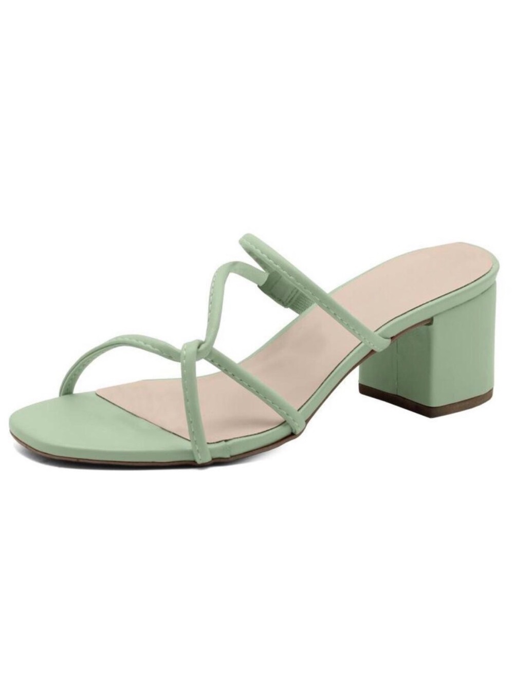 NEW Designer Slip On Mint Green Strappy Block Heels